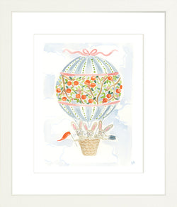 The "Hot Air Balloon Menagerie Bunnies" Fine Art Print