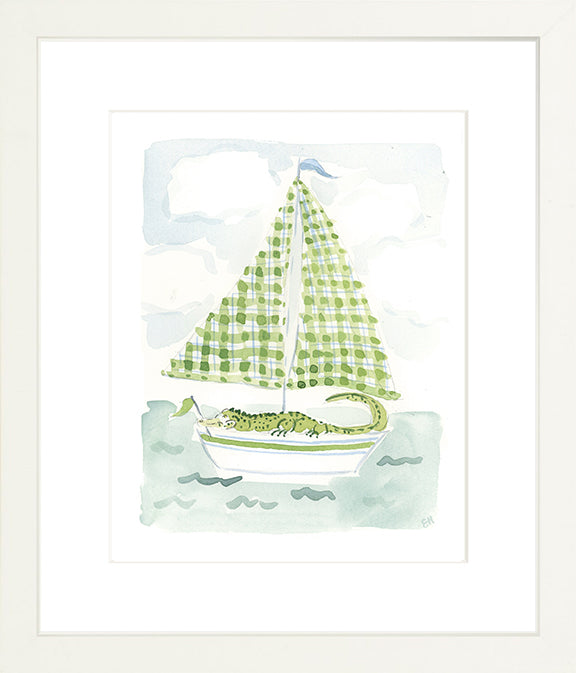 The "Sailboat Menagerie Alligator" Fine Art Print