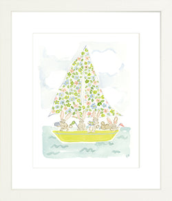 The "Sailboat Menagerie Bunnies" Fine Art Print