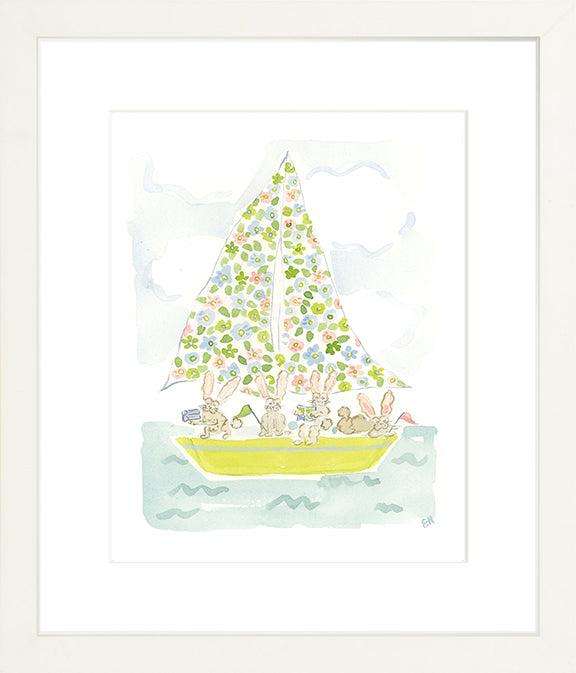 The "Sailboat Menagerie Bunnies" Fine Art Print