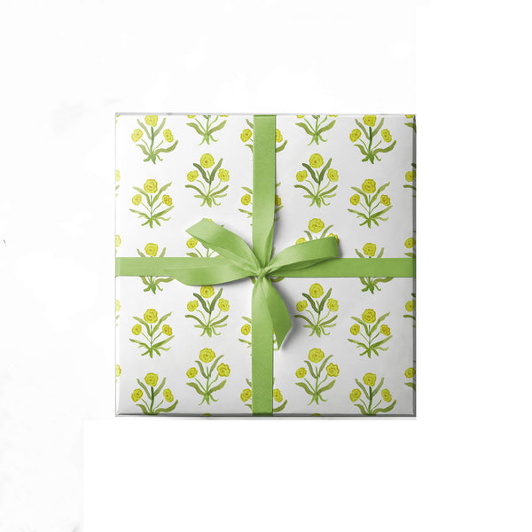 Yellow Block Print Gift Wrap